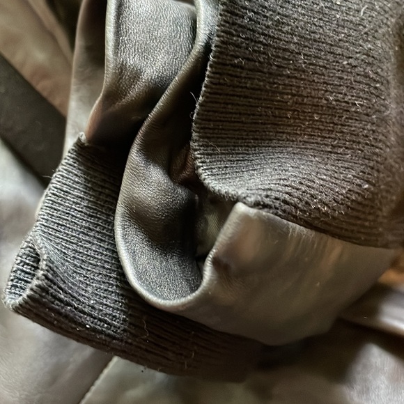 Trouve leather jacket with under arm knit dome front closure deep V front Sz S - Picture 7 of 8